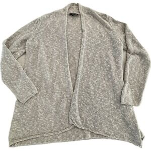 Eileen Fisher Petite PM Open Front Linen-Blend Cardigan, Heathered Oatmeal